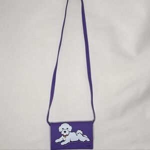 Marc Tetro Crossbody Small Bichon Frise Dog Purple and White Wallet Style Bag